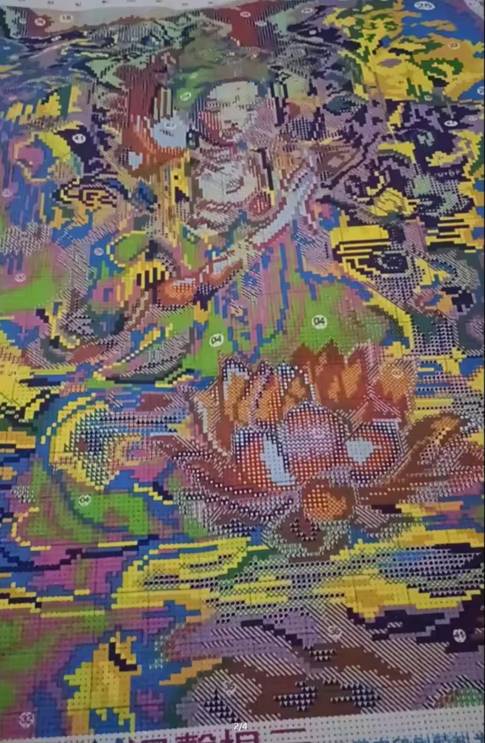DIY Lotus Embroidery Kit, Cross Stitch 9 or 11 CT, Silk Thread Technique, Japanese Needlepoint, Cotton Canvas, Craft Home Decor, Warm Tones