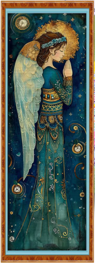 Printed Cross Stitch Kit, Sweet Angel, Night Hues, Embroidery 11CT. 30x90cm