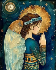 Printed Cross Stitch Kit, Sweet Angel, Night Hues, Embroidery 11CT. 30x90cm