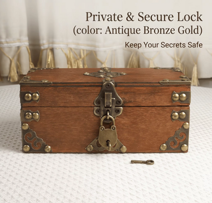 Vintage Wooden Craft Box, Metal Lock, Retro Memory Storage, Keepsakes